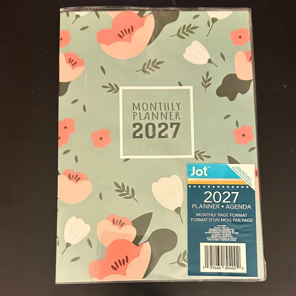 Jot 2027 Monthly Planner - Mint Green Floral